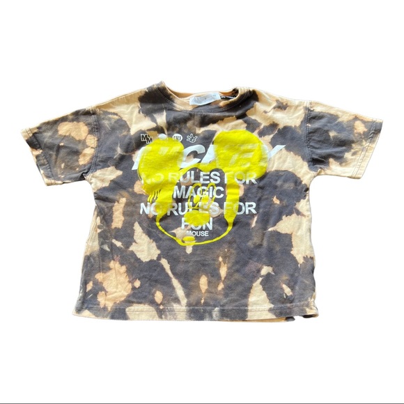 Kids repurposed bleached tee Zara Mickey Mouse - Picture 1 of 3